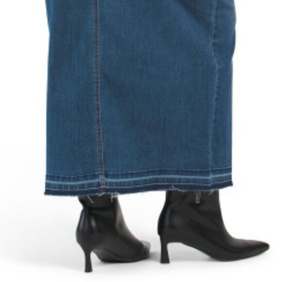 Democracy 10 Skyrise Uneven Yoke Ab Solution Front Slit Release Hem Denim Skirt - Picture 8 of 8